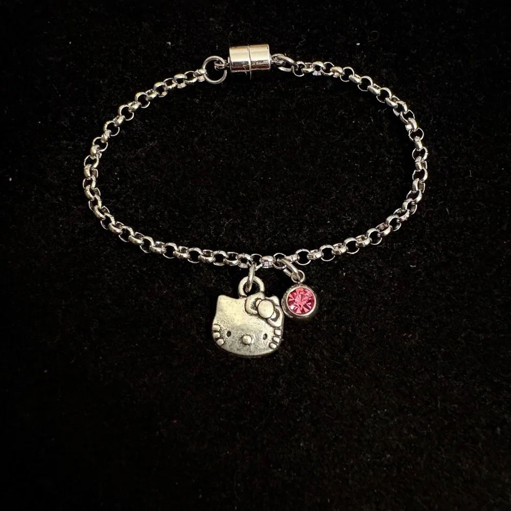 Girls Hello Kitty chain Bracelet with Pink Rhinestone charm